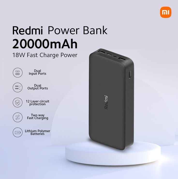 Redmi 20000mAh Fast-Charging Power Bank - High-Capacity Portable Charger