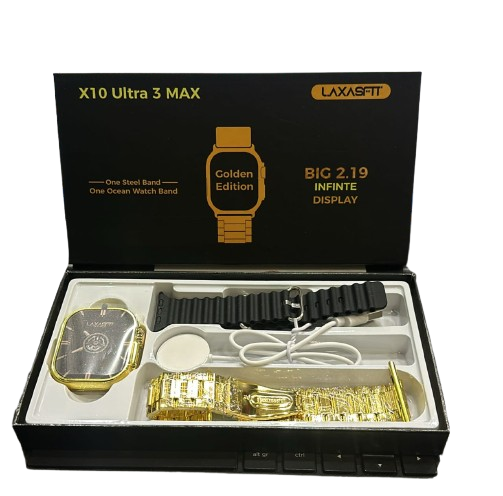 LAXASFIT X10 Ultra 3 MAX Golden Edition Smartwatch with 2.19" Infinite Display
